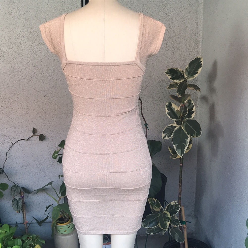 FOREVER 21 | Y2K Champagne Gold Bodycon Bandage Mini Sparkle Dress - Picture 3 of 11